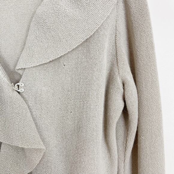 Beyond Threads Wool Alpaca Ruffle Cardigan Sweater Large L Cream Bell Cuff Women - Picture 4 of 12